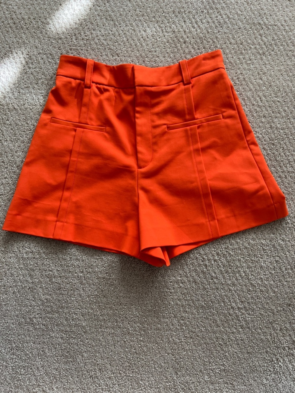 Zara High-Waist Bright Orange Tailored Shorts